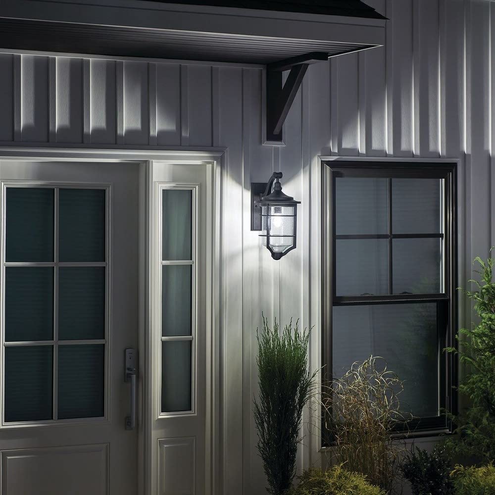 Royal Marine 18.25" 1 Light Outdoor Wall Light with Clear Seeded Glass in Distressed Black