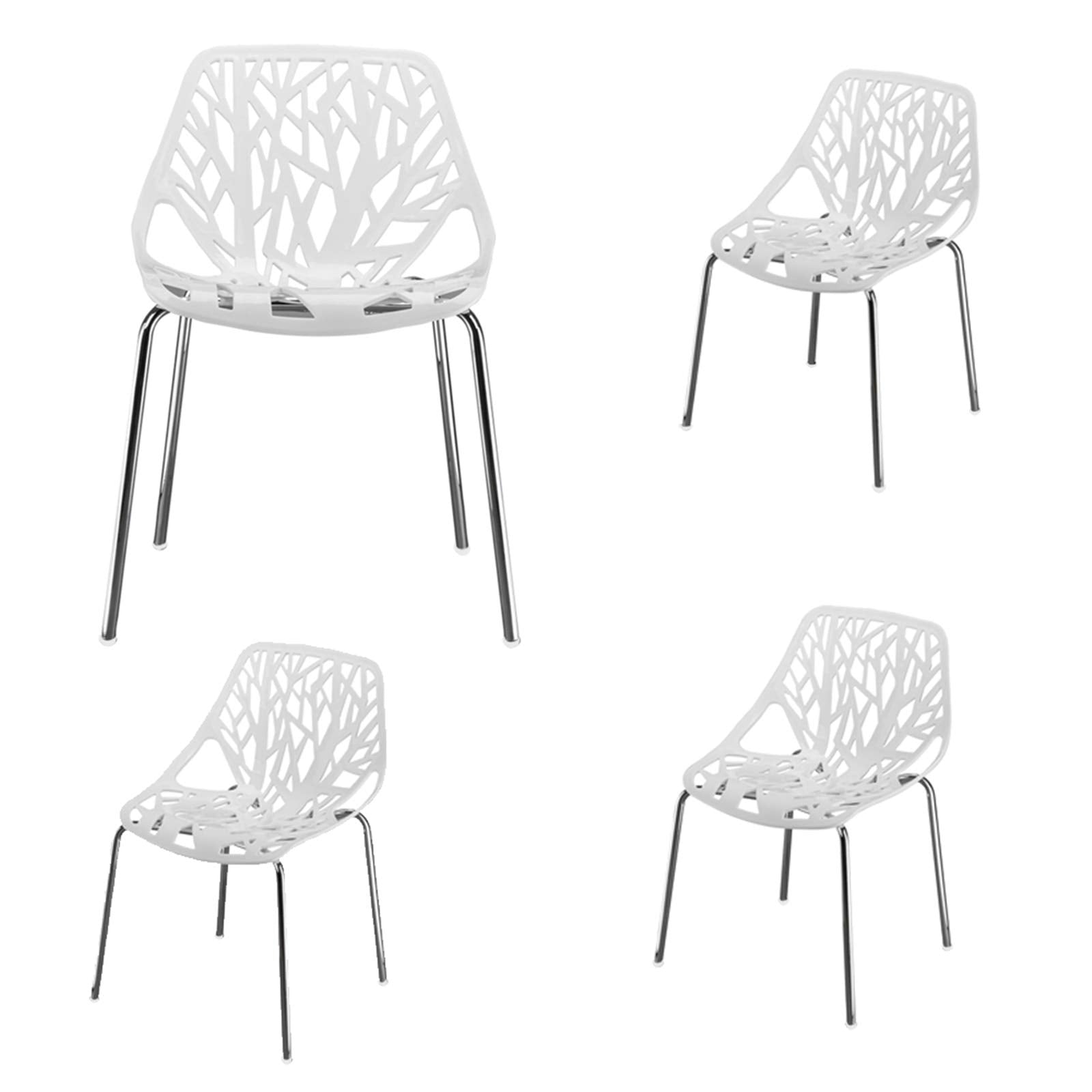 Mid Century Modern Dining Chairs Set of 4, Stackable Plastic Chair