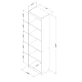 5-Shelf Narrow Bookcase, Pure Black, 7270758