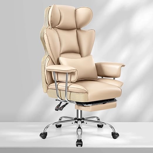 Office Desk Chair, Big and Tall Executive Office Chair with Footrest, Leather Computer