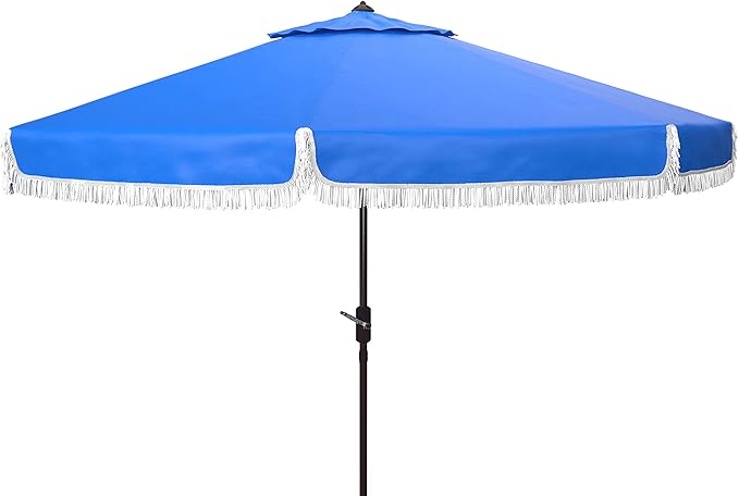 PAT8008A Collection Milan Fringe Navy and White 9Ft Crank Outdoor Push Button