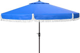 PAT8008A Collection Milan Fringe Navy and White 9Ft Crank Outdoor Push Button