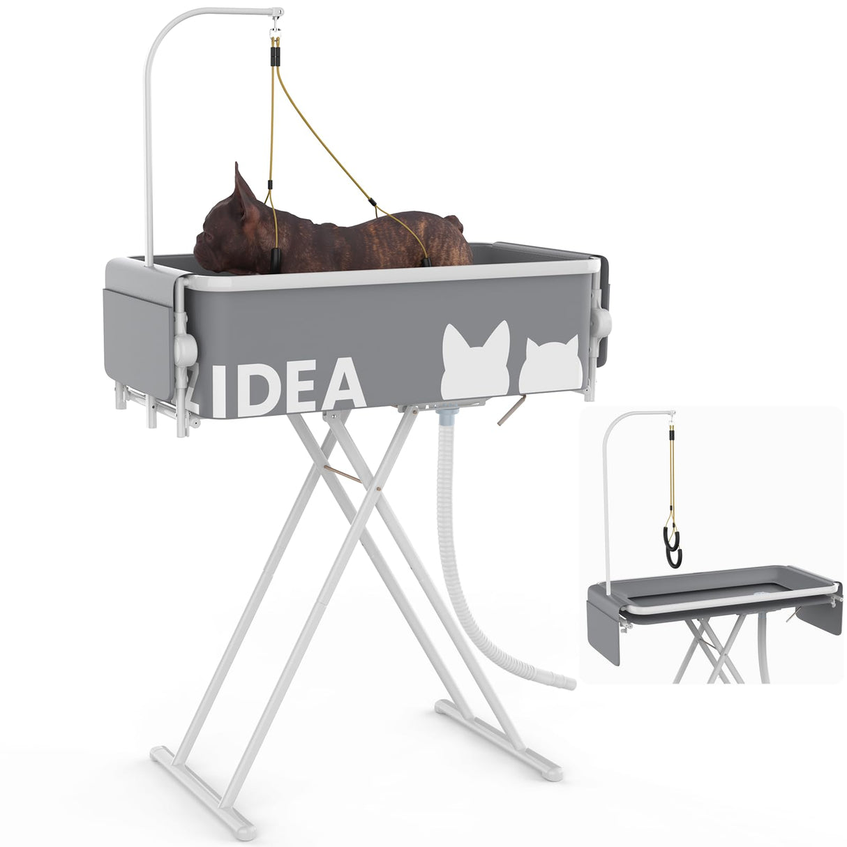 2-in-1 Portable Dog Bathtub & Grooming Table - 33" Foldable Pet Washing Station