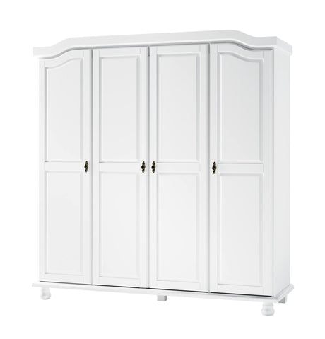 100% Solid Wood Kyle 4-Door Wardrobe Armoire Closet Organizer