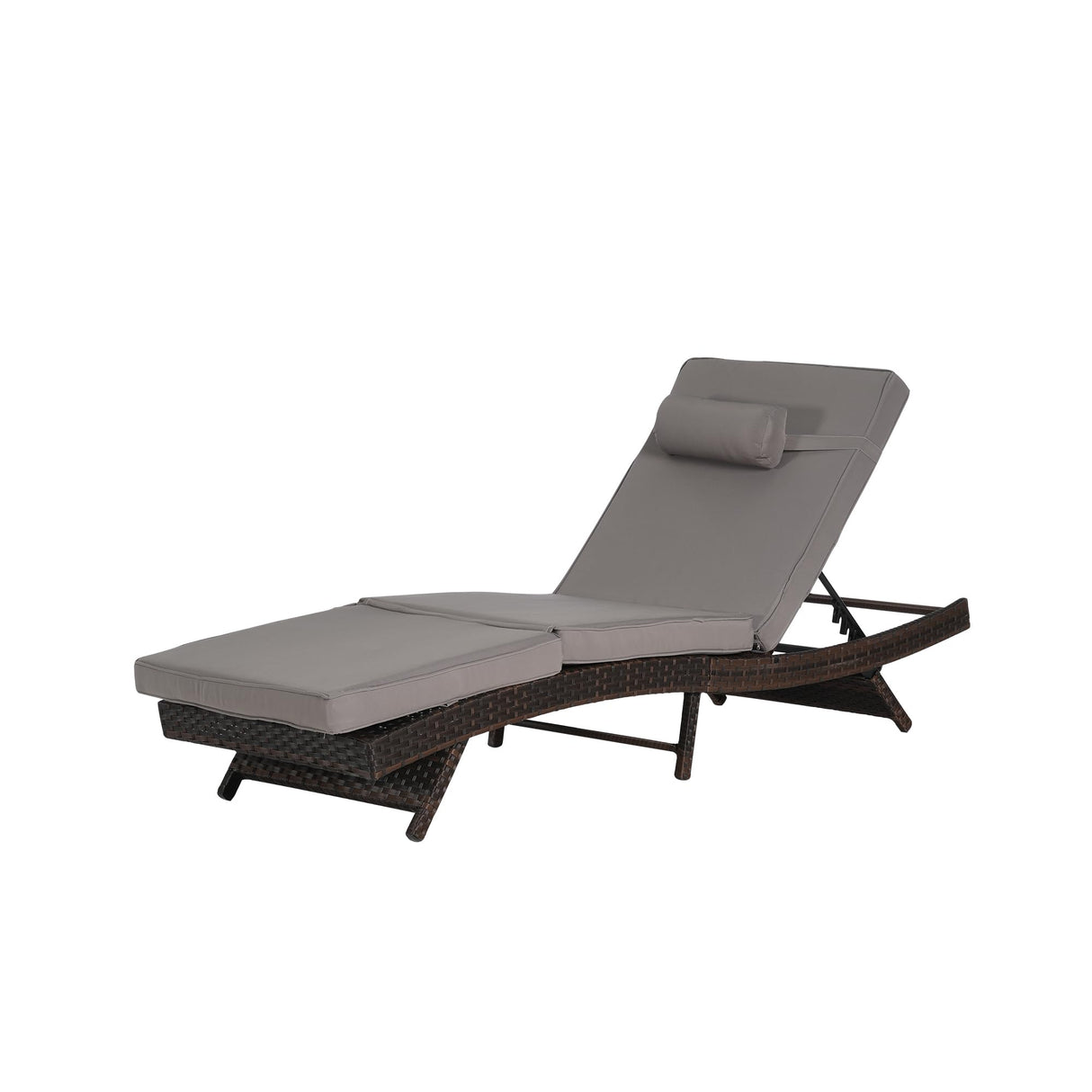 Outdoor Wicker Long Reclining Chair Set of 2 with Cushion