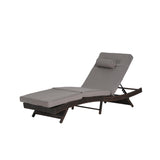 Outdoor Wicker Long Reclining Chair Set of 2 with Cushion