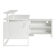 Ace Contemporary Modern Home Office Desk with Shelf, L-Shape with White Finish