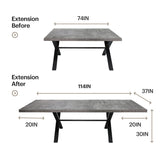 Expandable Dining Table for 6-8 Seat, Modern Rectangle Design with Extension Leaf for Kitchen Restaurant,