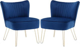 Accent Chairs Set of 2, Velvet Armless Living Room Chairs with Tufted Wingback Thicken