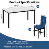 7-Piece Faux Marble Dining Table Set with Velvet Chairs