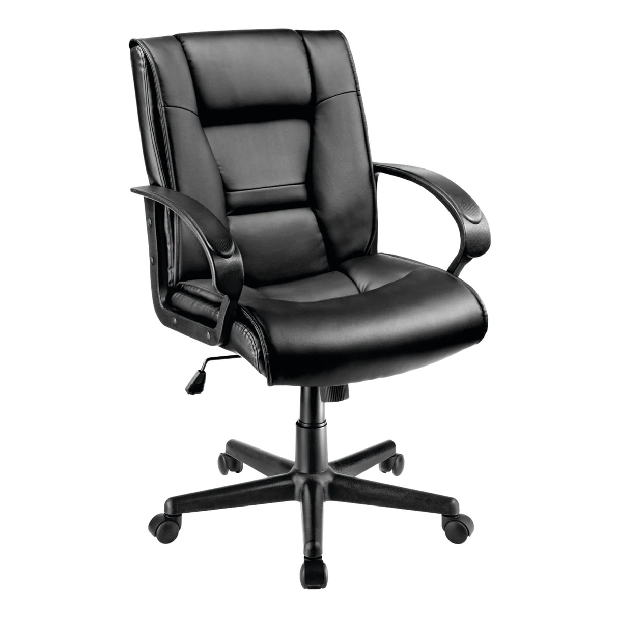 Ruzzi Vinyl Mid-Back Chair, 41-3/4"H x 24-1/2"W x 27-1/6"D, Black