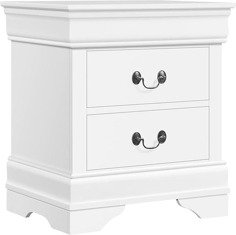 Fully-Assembled Nightstand with Drawers, Classic 2-Drawer Nightstand Large Bedside