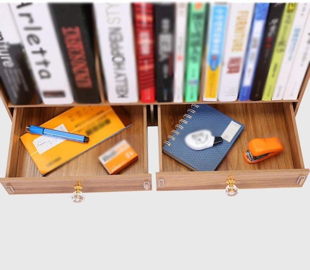 Book Shelf Storage Rack File Rack Simple Wooden Bookshelf Information Desktop Creative Office Multi-Layer Shelf Bookshelf Bookcase(Color:A)