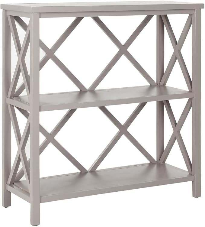 American Homes Collection Liam Quartz Grey 2-Tier Open Bookcase