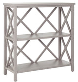 American Homes Collection Liam Quartz Grey 2-Tier Open Bookcase