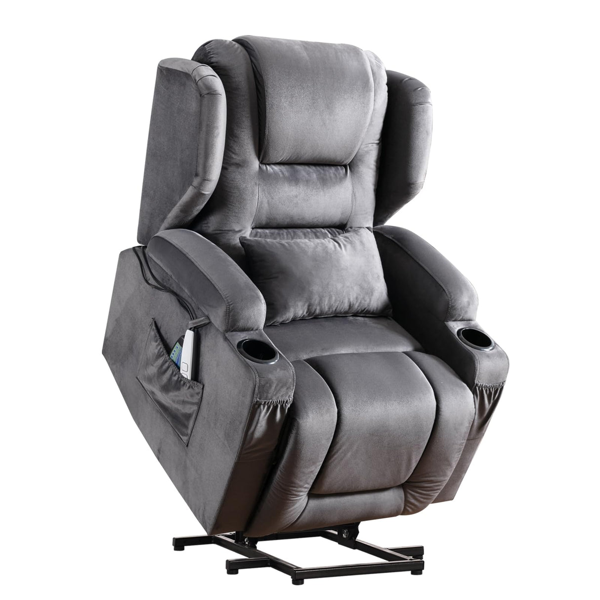 Power Recliner Chair with Massage and Heat Velvet Electric Reclining Ergonomic