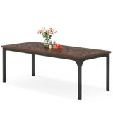 Farmhouse Dining Table for 6-8, 70.9 Inch Rectangular Wood Kitchen Table with Heavy Duty Metal Legs