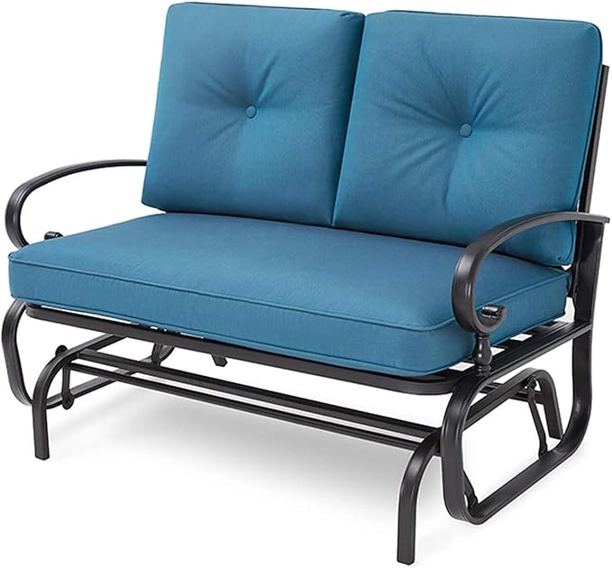 Outdoor Patio Glider Chair, Swing Glider Bench, Porch Furniture Loveseat Seating