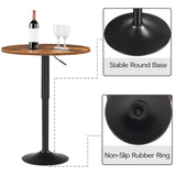 Bar Table, Height-Adjustable Round Pub Table 27-35.4 Inches, Cocktail Table