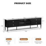 Glass LED TV Stand for 85+ Inch TV, Modern Entertainment Center with 2 Glass Doors,