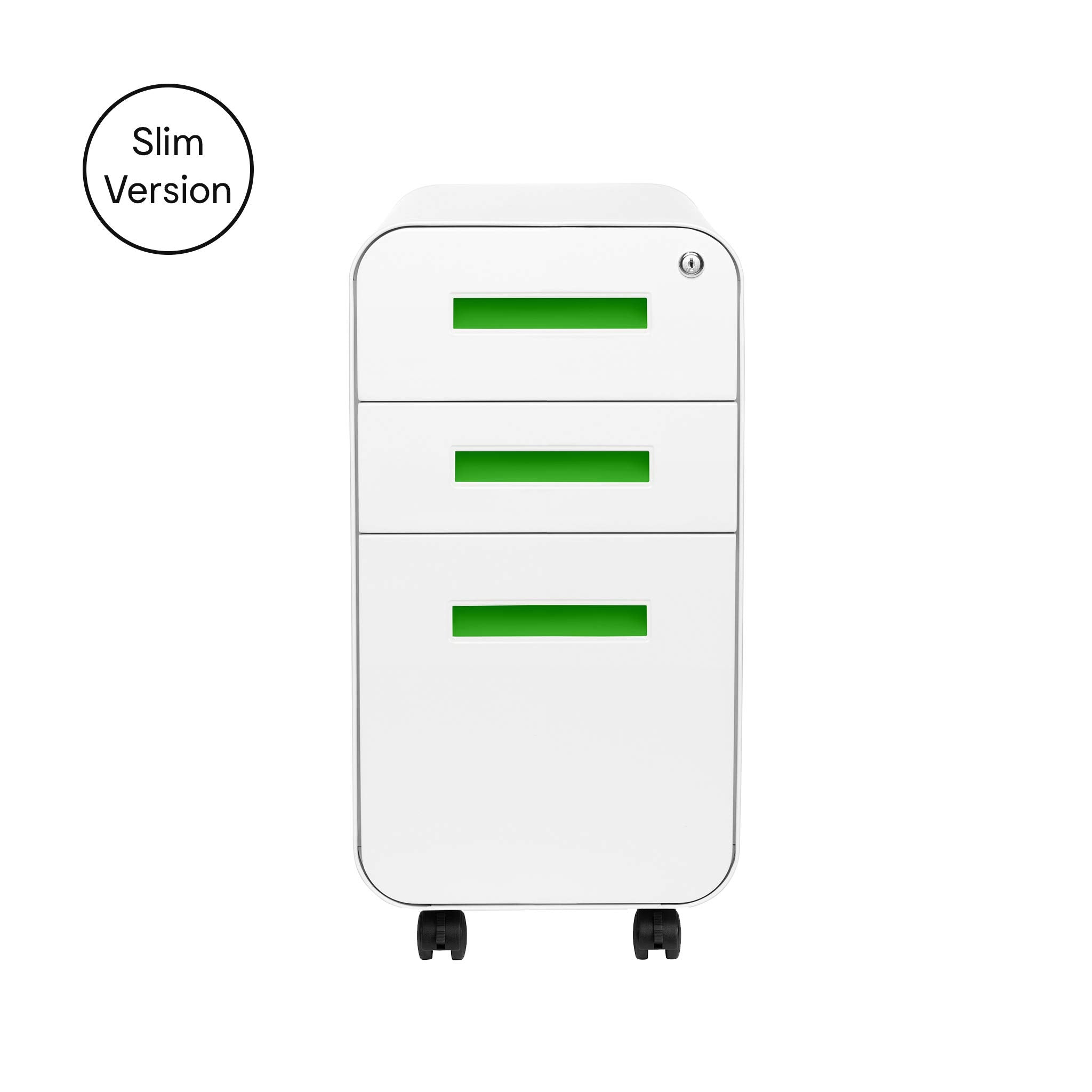 Stockpile Slim 3-Drawer Mobile File Cabinet with Lock - Under Desk Metal Filing Cabinet,