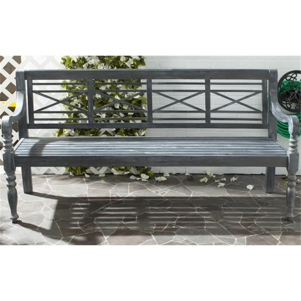 Patio Collection Martin Adirondack Acacia Wood Bench, Ash Grey