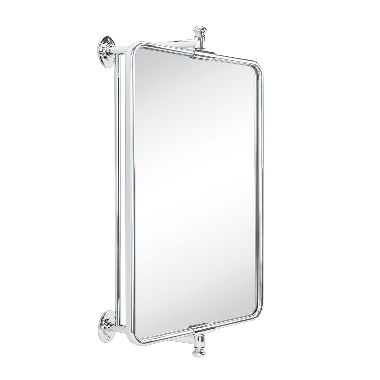 Chrome Rounded Rectangle Pivot Bathroom Mirror 14 x 22 Inch