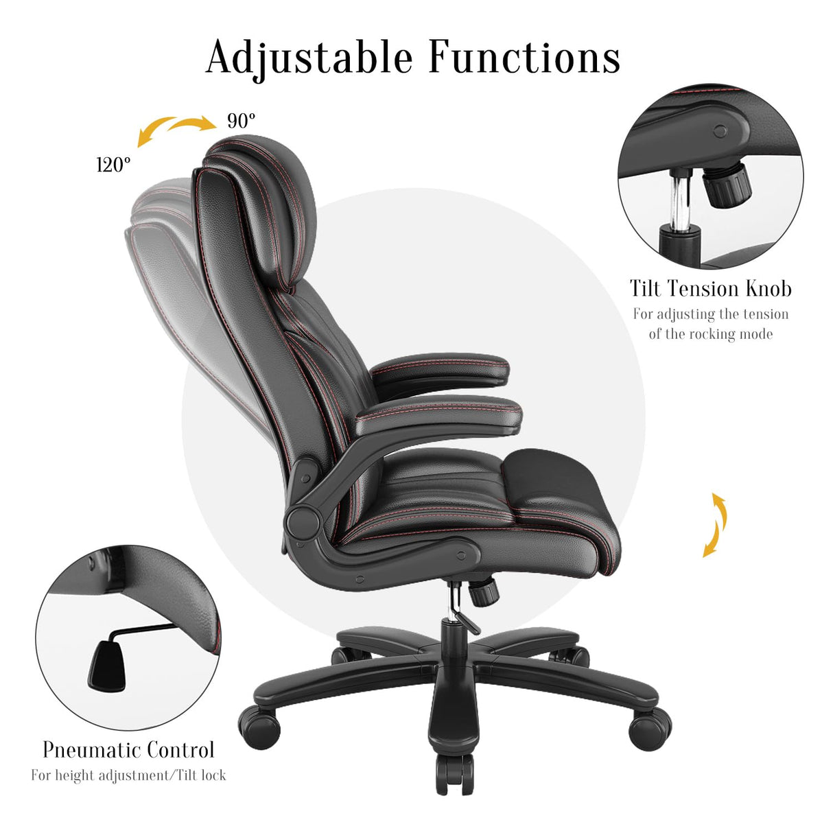 Desk Chair, Sucrever Big and Tall Home Office Chairs for Heavy People 400lbs Wide Seat,