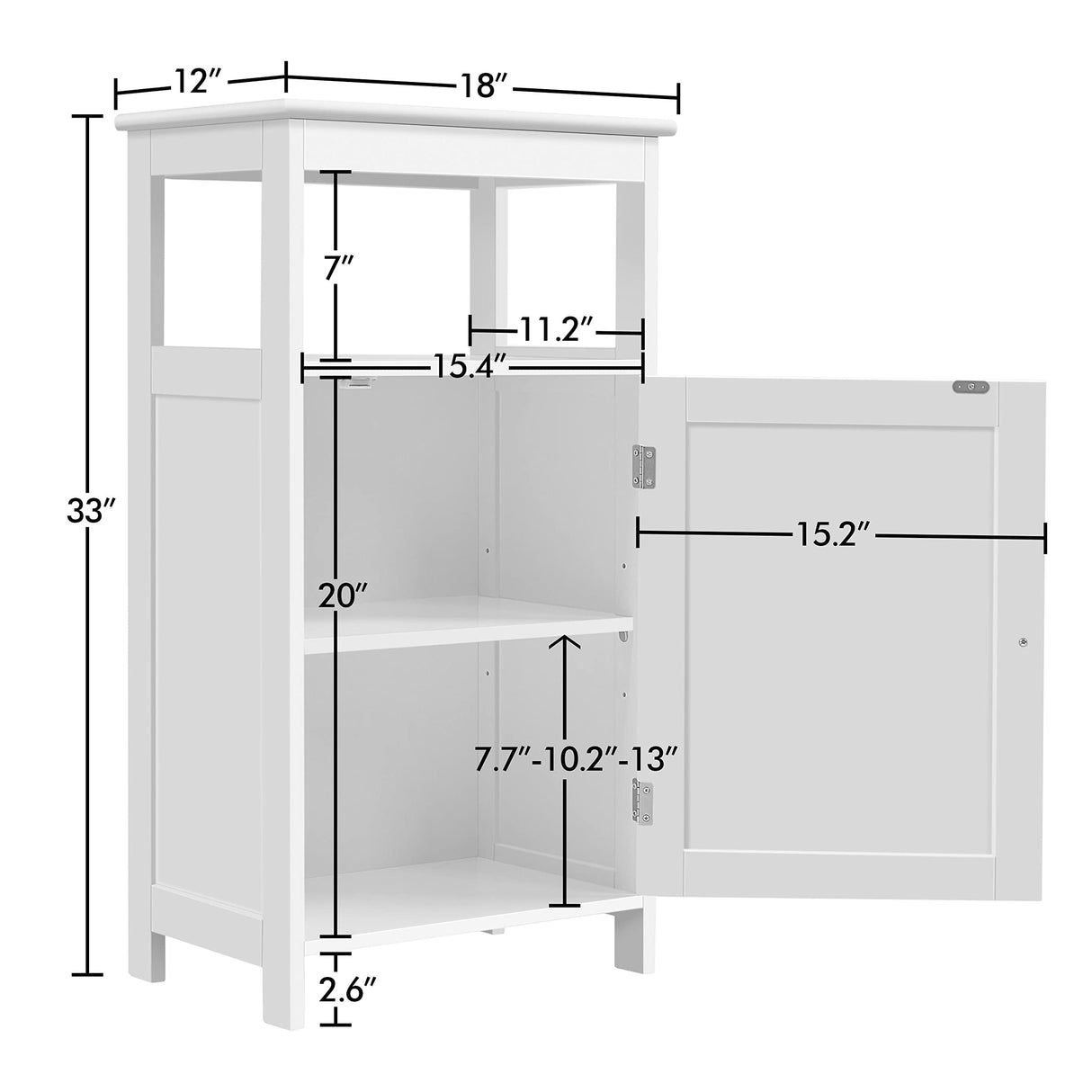 Single Door Floor Cabinet, Bathroom Free Standing Storage Organizer with Adjustable Shelf