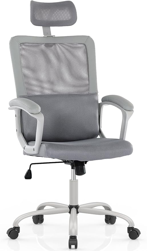 Office Chair, Ergonomic Mesh Home Office Computer Chair with Lumbar Support/Adjustable Headrest/Armrest and Wheels/Mesh High Back