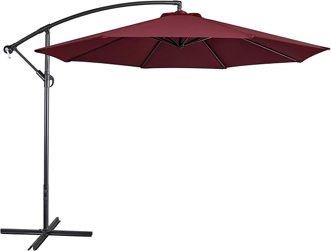 10FT Patio Offset Umbrella - Cantilever Hanging Outdoor Umbrellas w/UV Protection