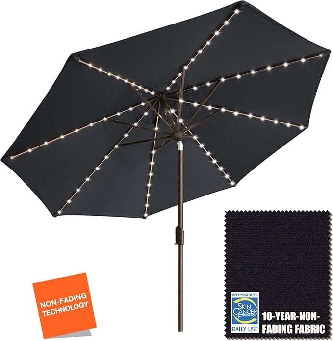 USA 10-Year-Non-Fading Solar 9ft Market Umbrella