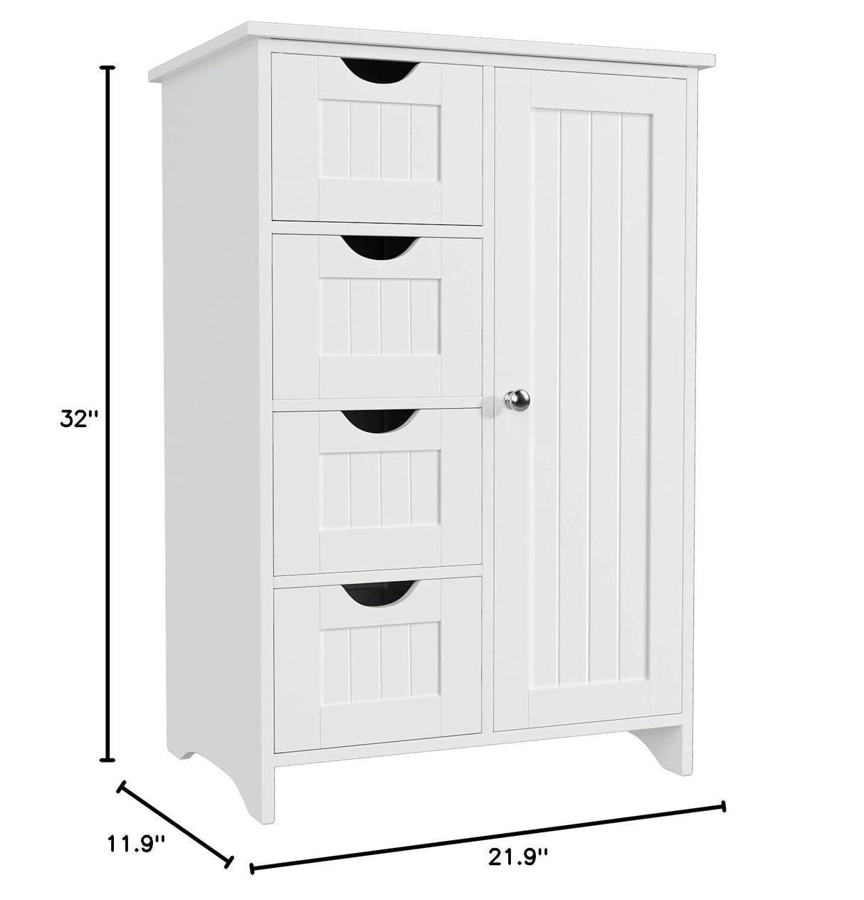 Bathroom Storage Cabinet, Side Free Standing Organizer with Large Space and Adjustable