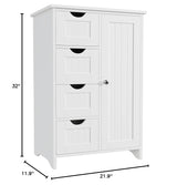 Bathroom Storage Cabinet, Side Free Standing Organizer with Large Space and Adjustable