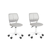 Armless Home Office Desk Chair, Colorful Task Chair with Soft Mesh Padded Cushion, Height Adjustable Swivel Study Computer Chair for for Girls Boys Teens (Grey, 2PCS)