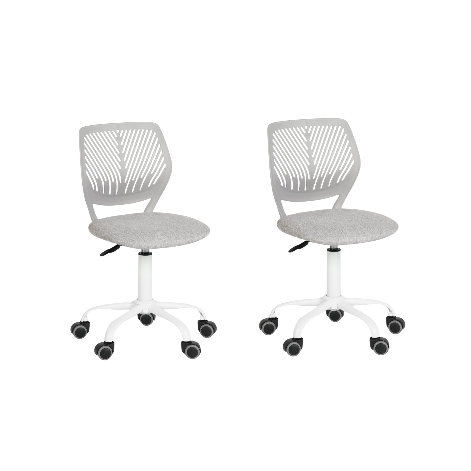 Armless Home Office Desk Chair, Colorful Task Chair with Soft Mesh Padded Cushion, Height Adjustable Swivel Study Computer Chair for for Girls Boys Teens (Grey, 2PCS)