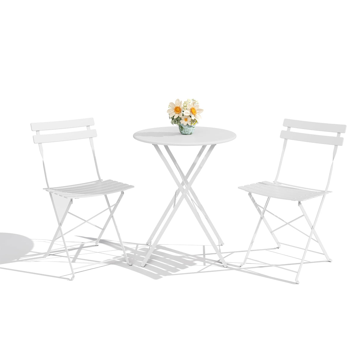 3-Piece Folding Bistro Set, Foldable Patio Furniture Set with Premium Frame