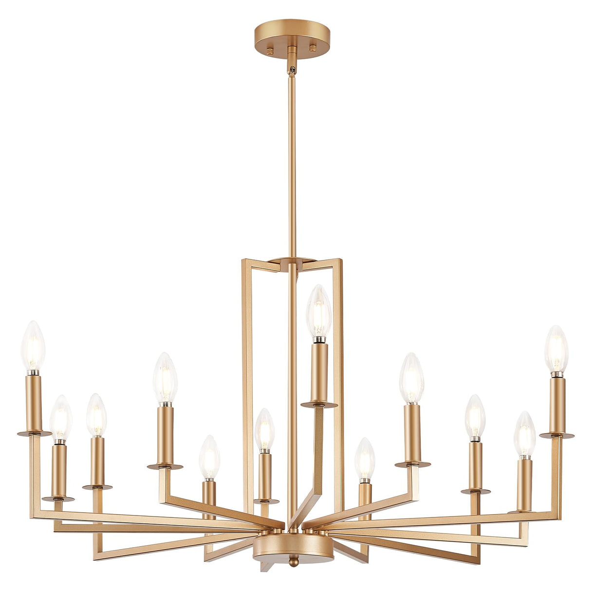 Modern Gold Farmhouse Chandelier, 12-Light Candle Dining Room Farmhouse Chandeliers,