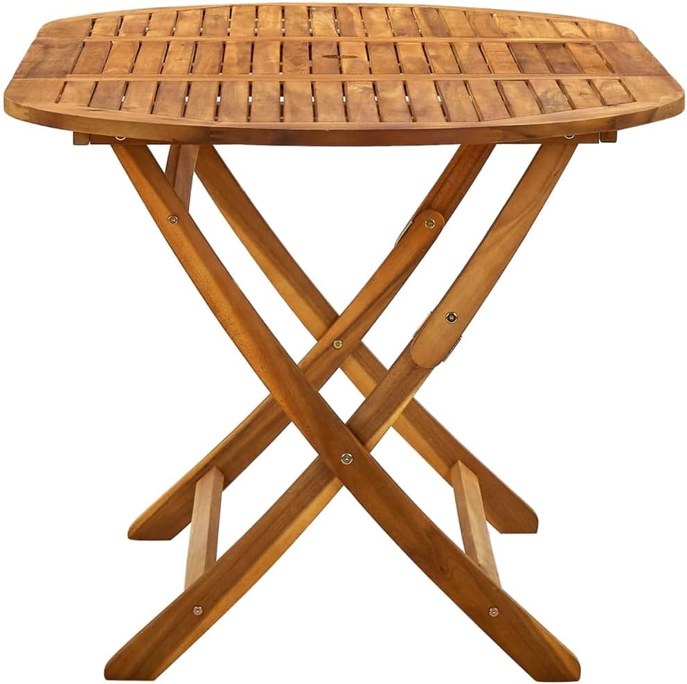 Solid Acacia Wood Folding Patio Table - Elegant Outdoor Dining Furniture for Garden