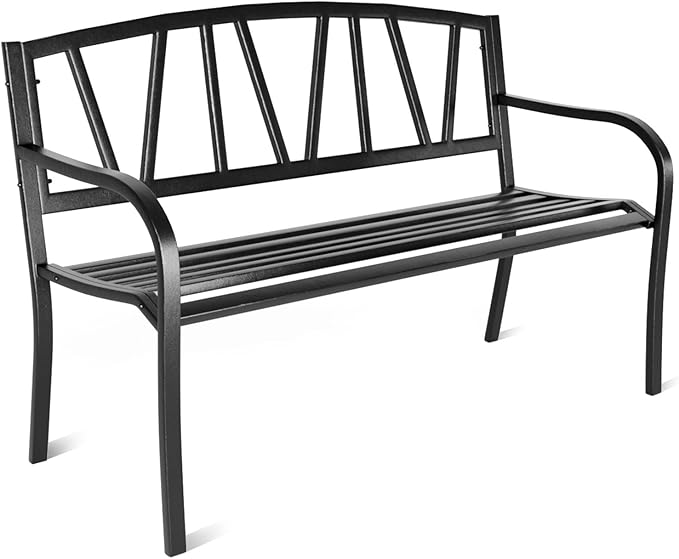 Metal Outdoor Bench, Weatherproof Garden Bench