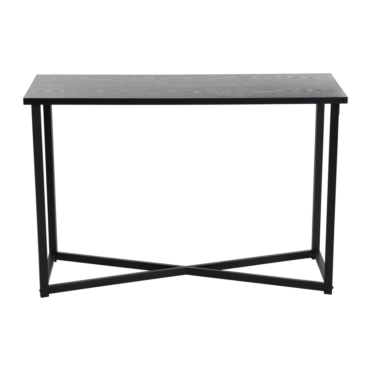 Jamestown Console Sofa Table Black Oak Wood Grain and Black Metal