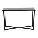 Jamestown Console Sofa Table Black Oak Wood Grain and Black Metal