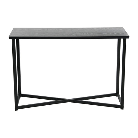 Jamestown Console Sofa Table Black Oak Wood Grain and Black Metal