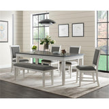 Del Mar Dining Bench Antique White and Grey Linen