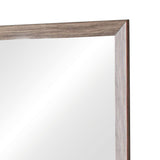 Mirror with Rectangle Wooden Frame and Washed Look, Brown