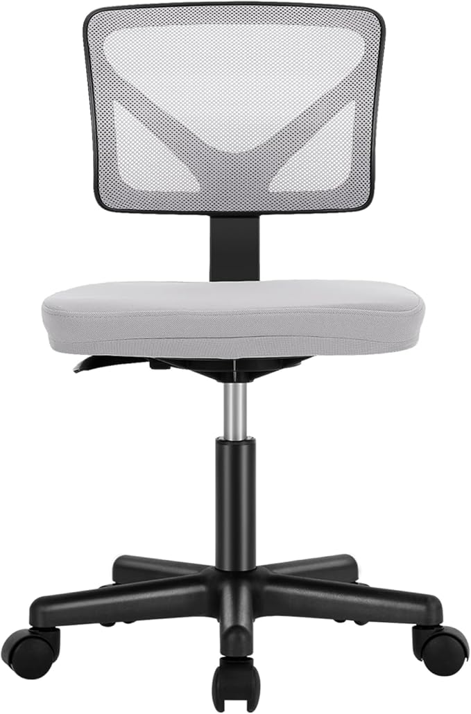 Armless Desk Chairs, Ergonomic Low Back Computer Chair No Arms, Adjustable Rolling Mesh Task Work Swivel Chairs