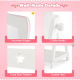 Kids Full Length Mirror, Princess Floor Free Standing Mirror w/Storage Shelf & Basket