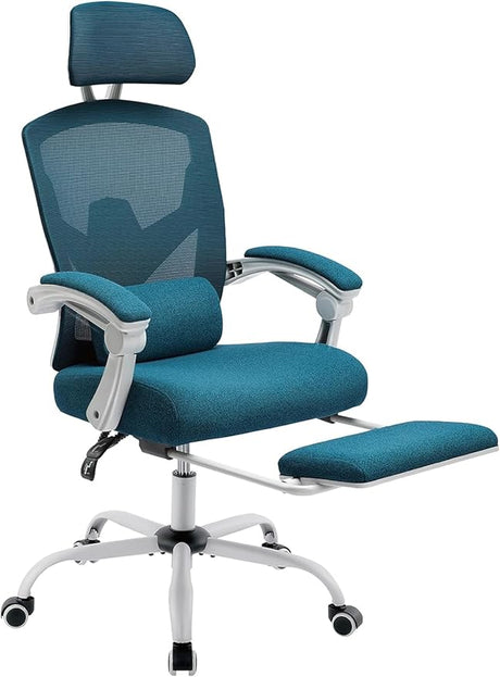 Home Office Desk Chair with Footrest, High-Back Mesh Rolling Swivel Reclining Chairs