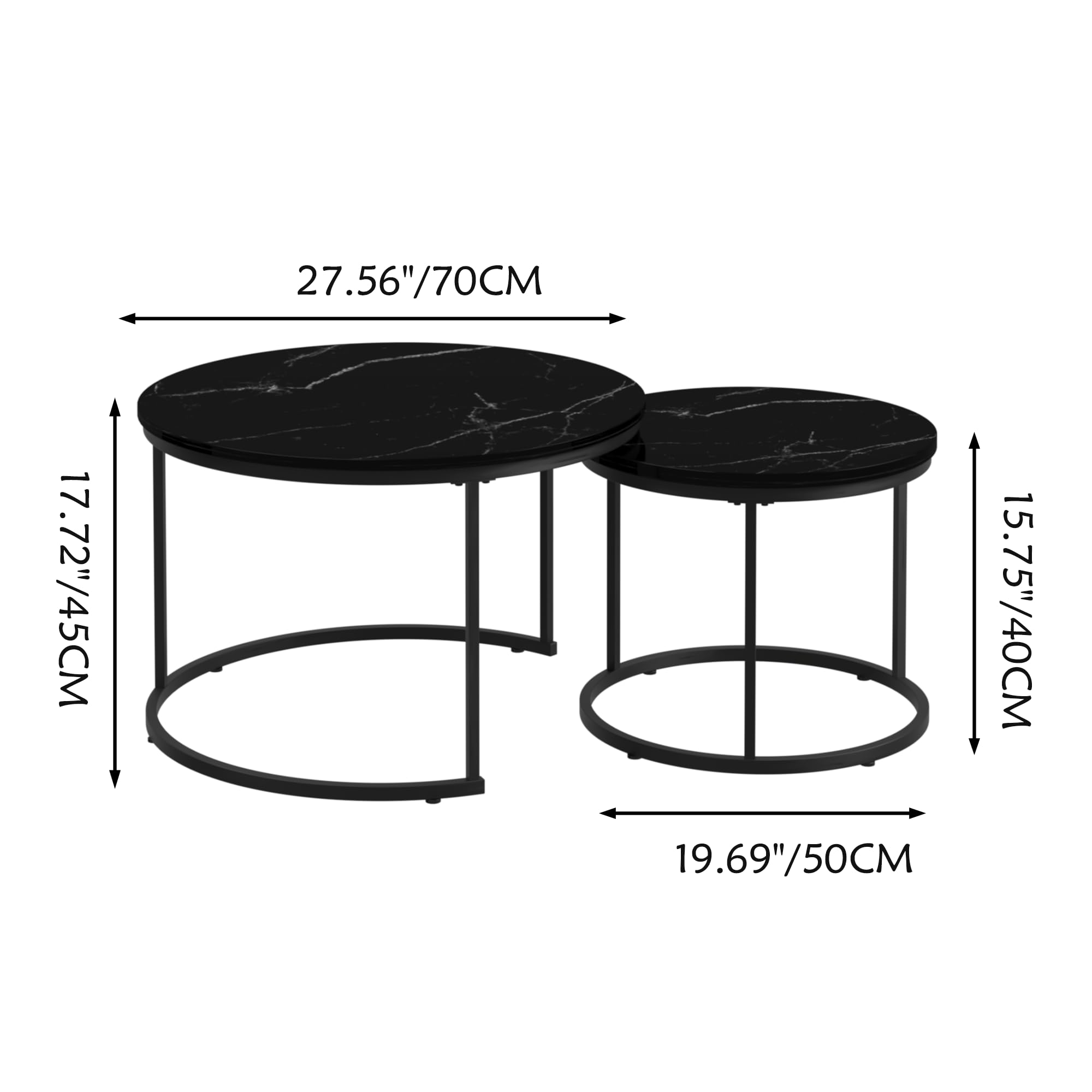 Coffee Table Set of 2, Round Coffee Table with Wood Top, Small Coffee Tables for Living