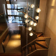 Long Loft Chandelier High Ceilings Crystal Ball Raindrop Pendant Lighting G4 3000K Warm